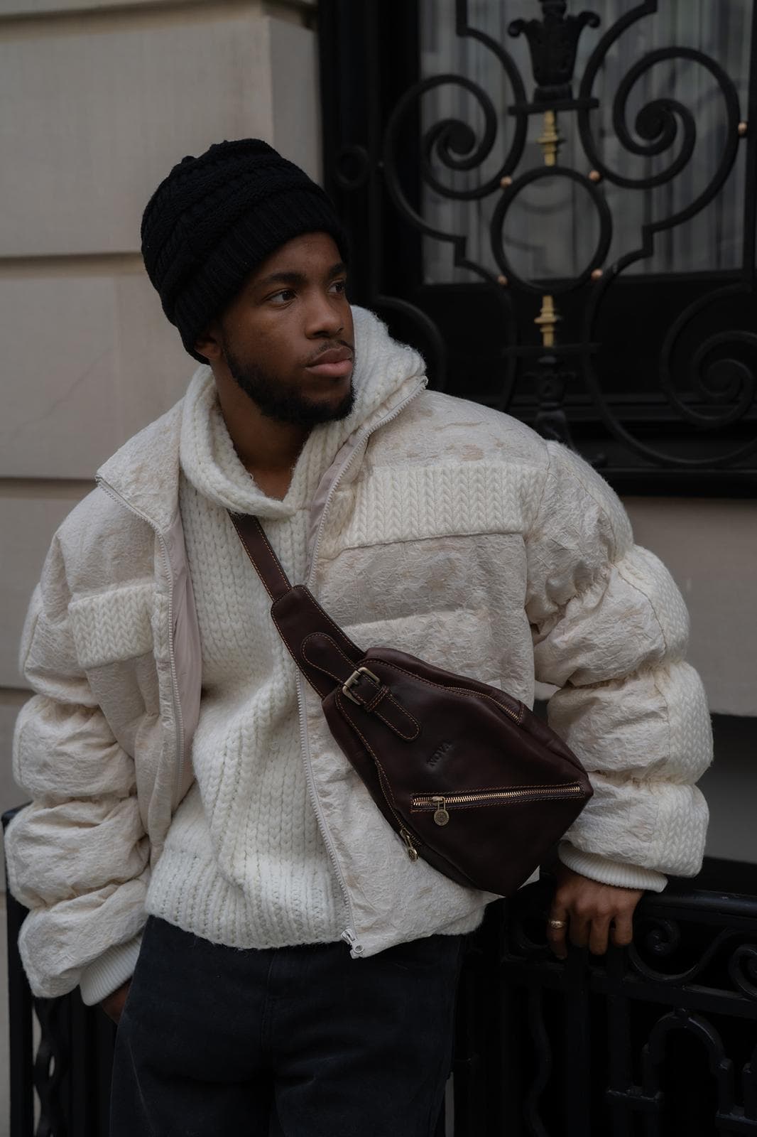 House of Nova Stream Coat in white with ribbed sleeves
